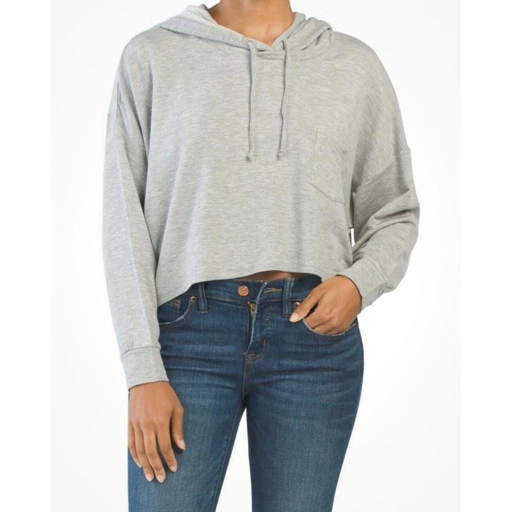 TRESICS Juniors Drop Shoulder‎ Cropped Hoodie with Front Pocket Large L